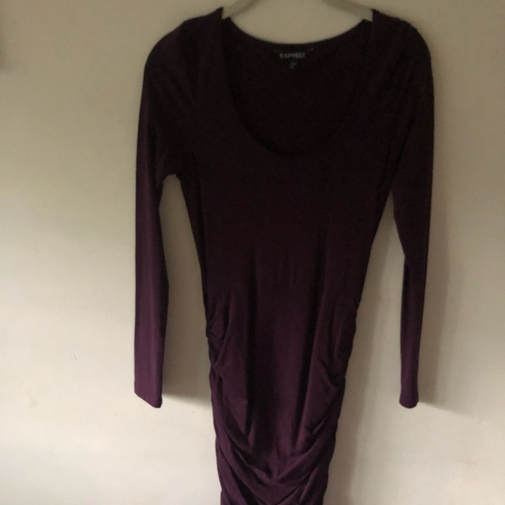 Knee length tight wine color dress